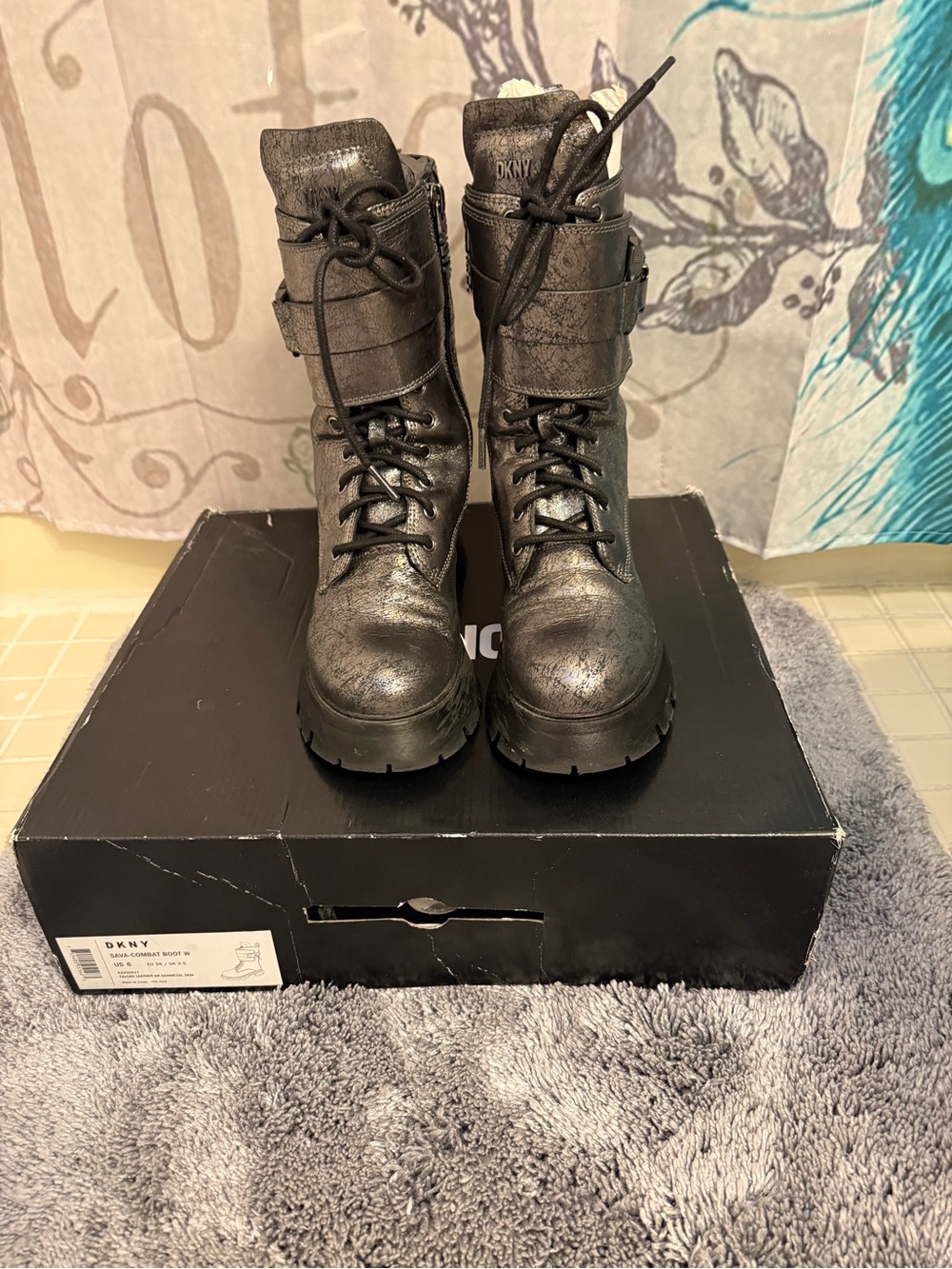 DKNY Sava Lace-Up, Buckle, Zipper, Lug Boot Size 6